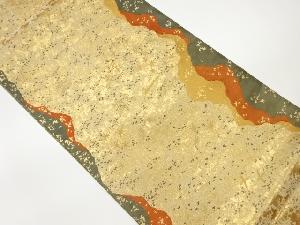 抽象松に鳥・筏模様織出し袋帯